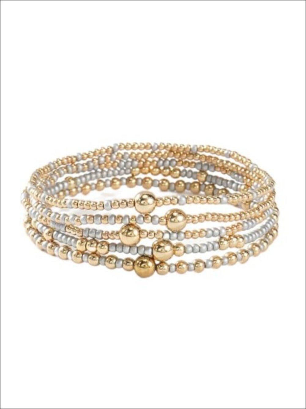 Gold Beaded Stack Bracelets for Women Handmade Boho Gemstone Jewelry Set